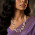 White Rice Pearl Triple Twisted Mala Necklace (2-3 mm) | Pure Pearl Mala | Krishna Pearls & Jewellers, Hyderabad