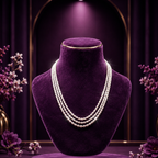 White Rice Pearl Triple Twisted Mala Necklace (2-3 mm) | Pure Pearl Mala | Krishna Pearls & Jewellers, Hyderabad
