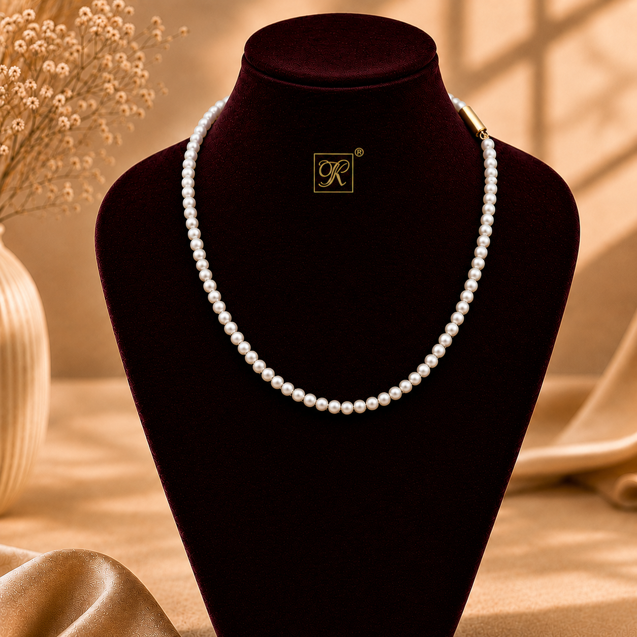 Classic White Round Pearl String – Elegant | Krishna Pearls and Jewellers
