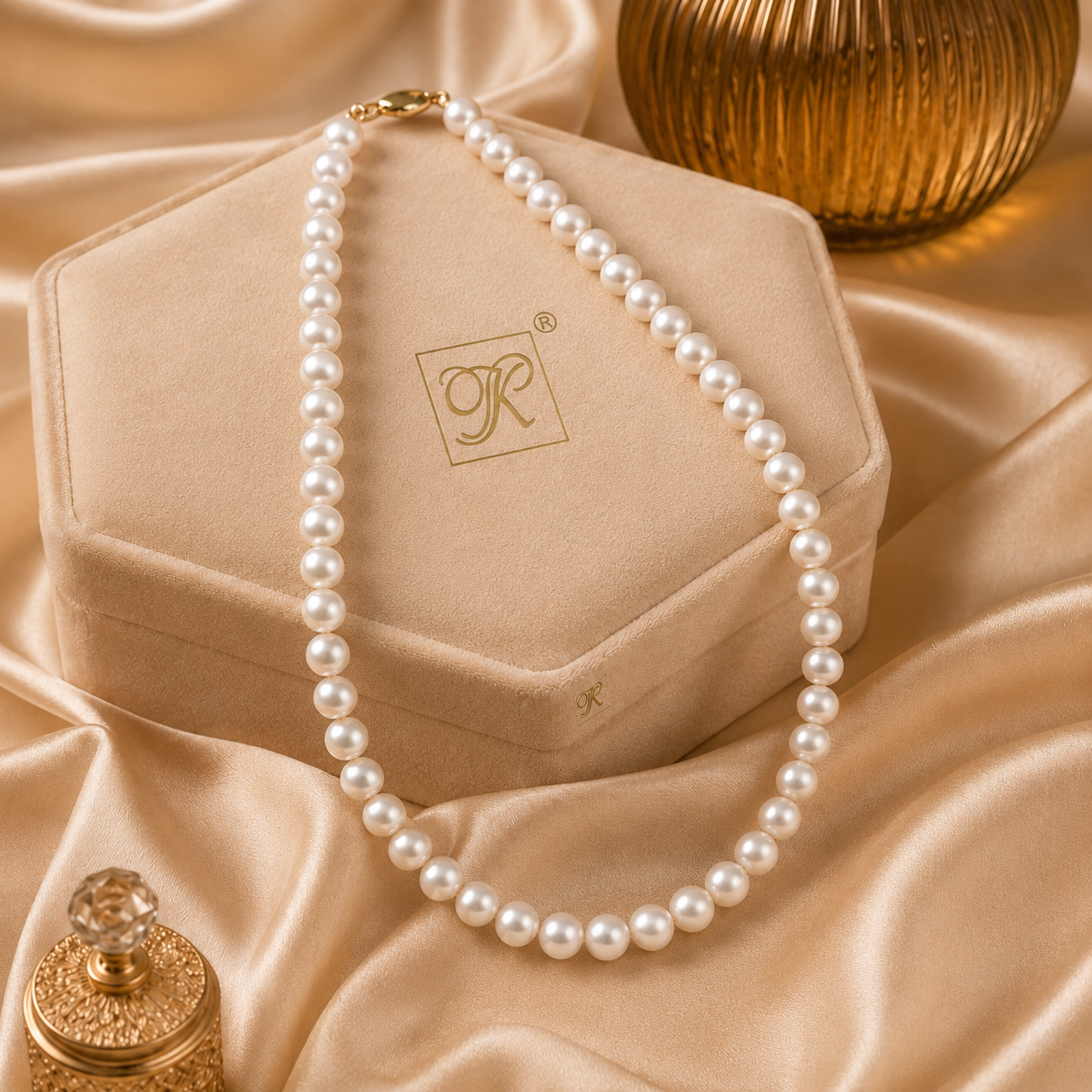 Classic White Round Pearl String – Elegant | Krishna Pearls and Jewellers