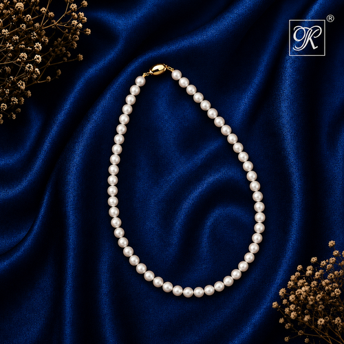 Classic White Round Pearl String – Elegant — view 1 — pearl jewellery — Krishna Pearls Hyderabad