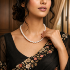 Sovereign White Seed Pearl Single Line Mala (7-8 mm) | Pure Pearl Mala | Krishna Pearls & Jewellers Hyderabad