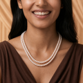 White Seed Pearl Double Line Mala Necklace (5-6 mm) | Pure Pearl Mala | Krishna Pearls & Jewellers, Hyderabad