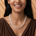 White Seed Pearl Double Line Mala Necklace (5-6 mm) | Pure Pearl Mala | Krishna Pearls & Jewellers, Hyderabad