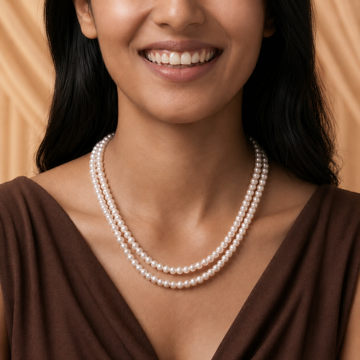 White Seed Pearl Double Line Mala Necklace (5-6 mm) | Pure Pearl Mala | Krishna Pearls & Jewellers, Hyderabad
