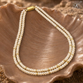Double-Strand White Pearl String with Gold — view 1 — pearl jewellery — Krishna Pearls Hyderabad