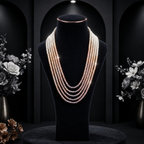 Shaded Multi-Colour Seed Pearl Five-Line Mala Necklace (5-6 mm) | Pure Pearl Mala | Krishna Pearls & Jewellers, Hyderabad