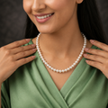 Prestige White Seed Pearl Single Line Mala (7-8 mm) | Pure Pearl Mala | Krishna Pearls & Jewellers Hyderabad