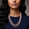 Grey Seed Pearl Double Line Mala Necklace (5-6 mm) | Pure Pearl Mala | Krishna Pearls & Jewellers, Hyderabad