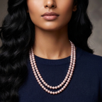 Grey Seed Pearl Double Line Mala Necklace (5-6 mm) | Pure Pearl Mala | Krishna Pearls & Jewellers, Hyderabad
