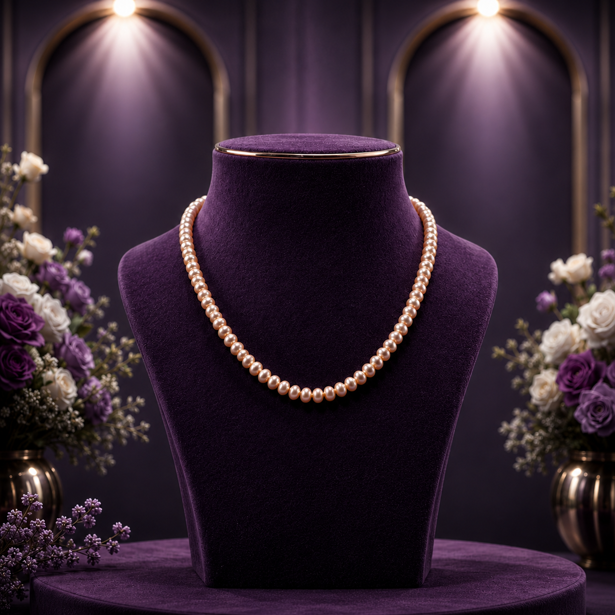 Pink Seed Pearl Single Line Mala Necklace (6-7 mm) | Pure Pearl Mala | Krishna Pearls & Jewellers, Hyderabad
