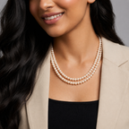 Pink Seed Pearl Double Line Mala Necklace (5-6 mm) | Pure Pearl Mala | Krishna Pearls & Jewellers, Hyderabad