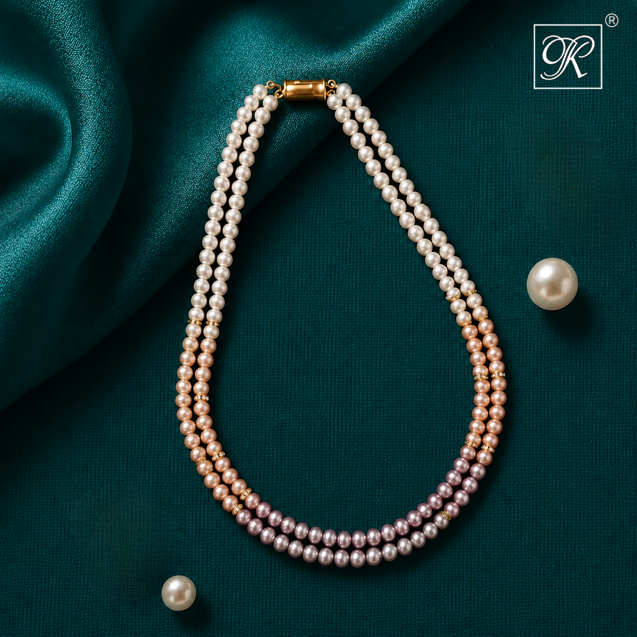 Blushing Harmony Double-Strand Pearl String — view 1 — pearl jewellery — Krishna Pearls Hyderabad