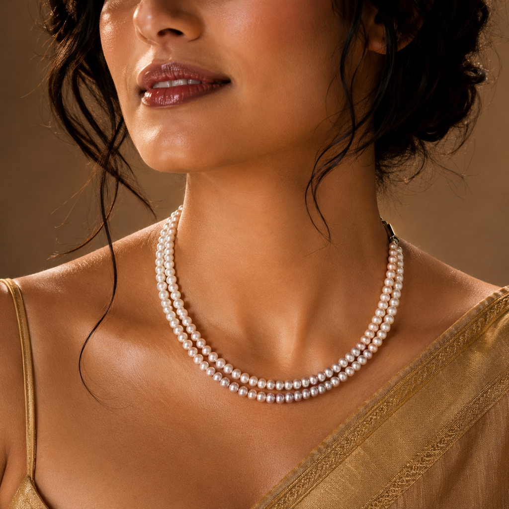 Blushing Harmony Double-Strand Pearl String