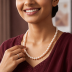 Pink Seed Pearl Single Line Mala Necklace (5-6 mm) | Pure Pearl Mala | Krishna Pearls & Jewellers, Hyderabad