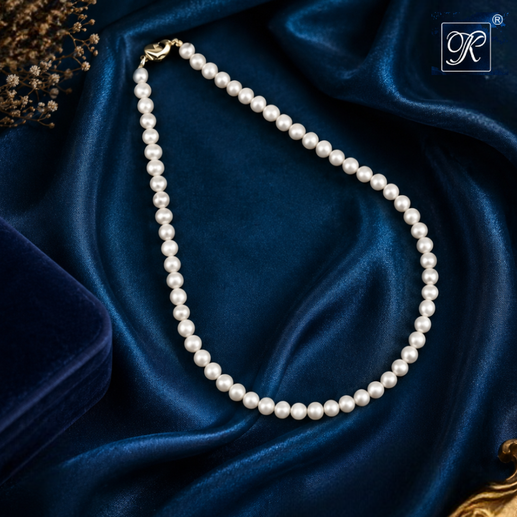 Elegant Cream White Round Pearl String – | Krishna Pearls and Jewellers
