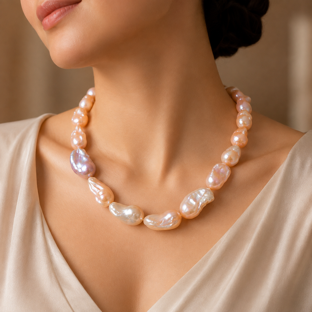 Multicolor Freshwater Baroque Pearl Mala – Elegant Statement Necklace | Krishna Pearls and Jewellers