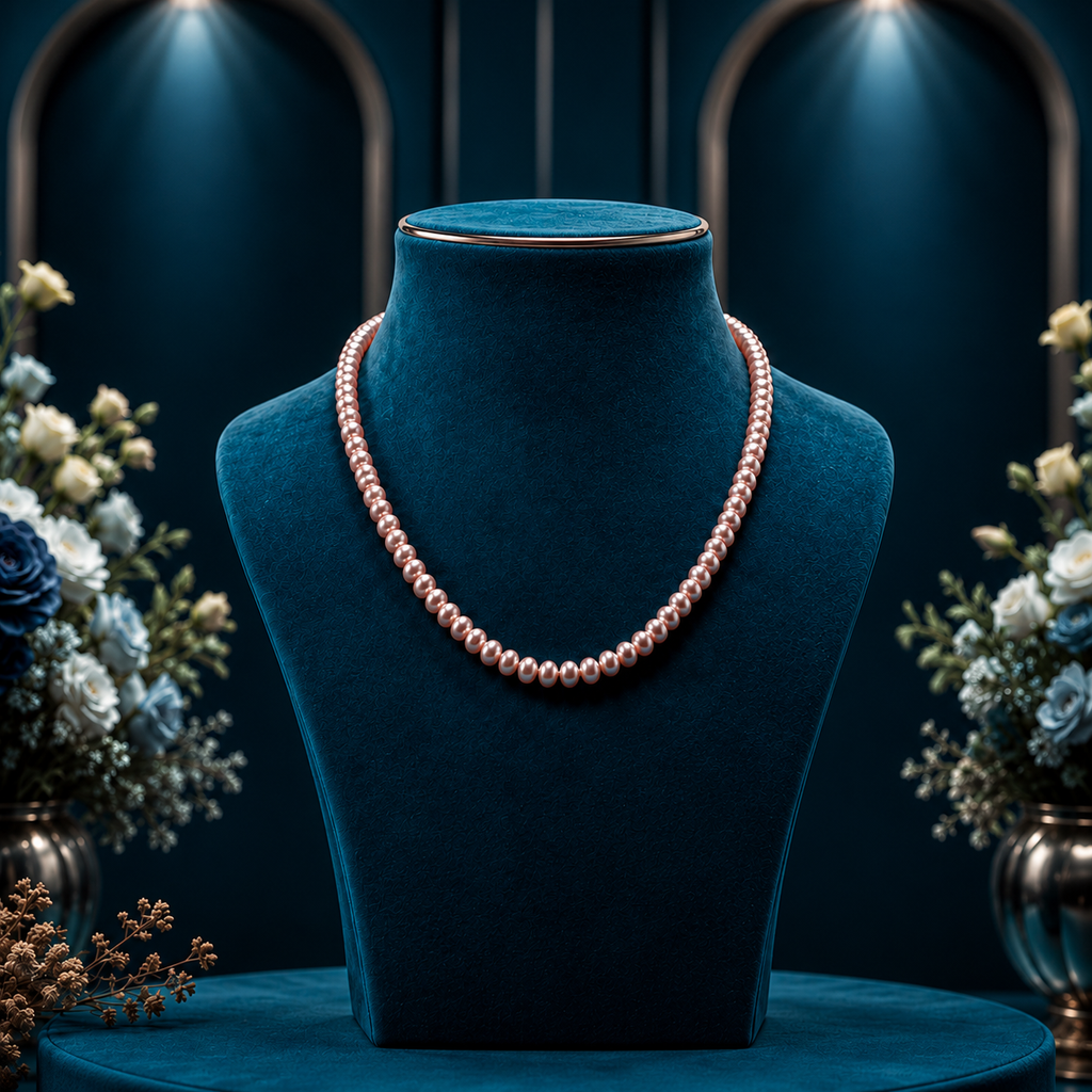 Grey Seed Pearl Single Line Mala Necklace (6-7 mm) | Pure Pearl Mala | Krishna Pearls & Jewellers, Hyderabad