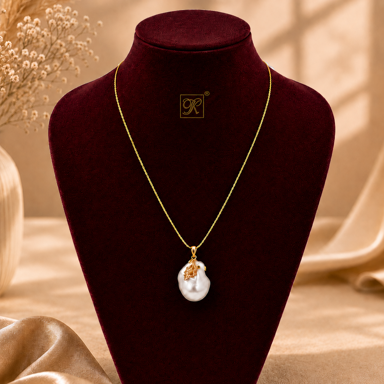 Blossom Charm: Baroque Pearl Pendant Fancy — view 1 — pearl jewellery — Krishna Pearls Hyderabad