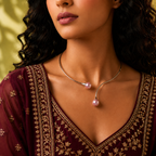 Pink Freshwater Pearl Open Collar Necklace in Sterling Silver | Modern Pearl Torque Necklace for Women