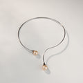 Golden Freshwater Pearl Open Collar Necklace in Sterling Silver | Modern Pearl Torque Necklace for Women
