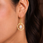 Contemporary White Pearl Drop Earrings in Gold | Pearl Earrings for Women | Krishna Pearls & Jewellers