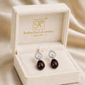 Silver CZ Colour Pearl Earrings Freshwater | Krishna Pearls and Jewellers