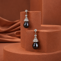 Silver-Colored Pearl with CZ Hanging — view 1 — pearl jewellery — Krishna Pearls Hyderabad
