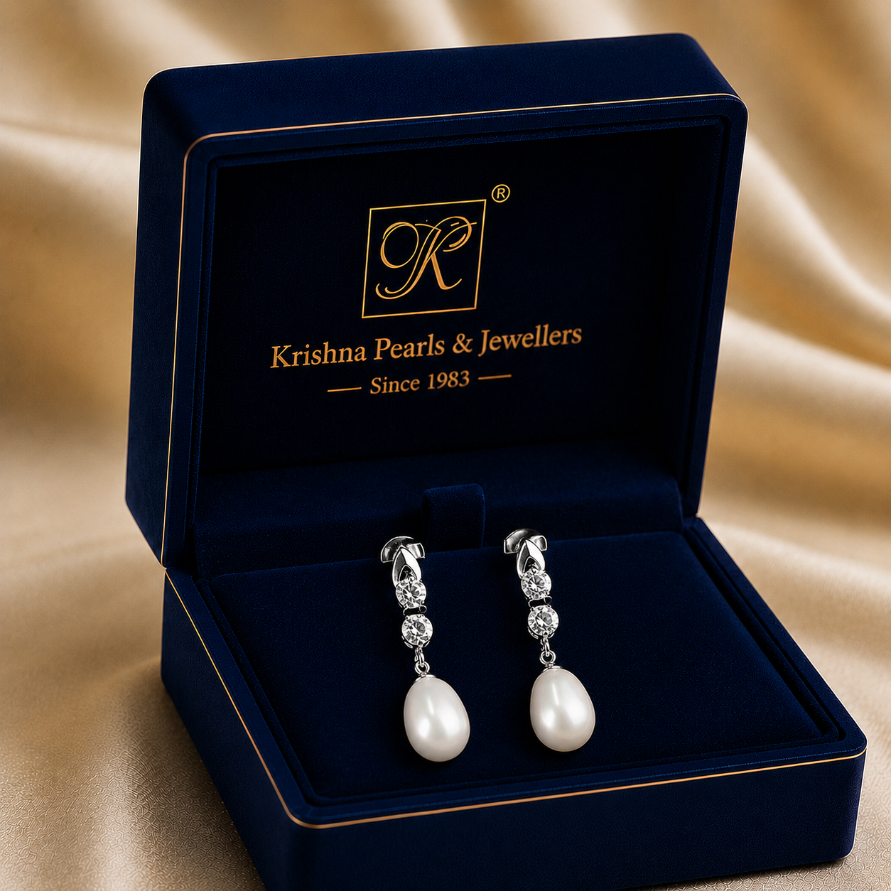 Ivory Grace Pearl Drop Earrings Freshwater | Krishna Pearls and Jewellers