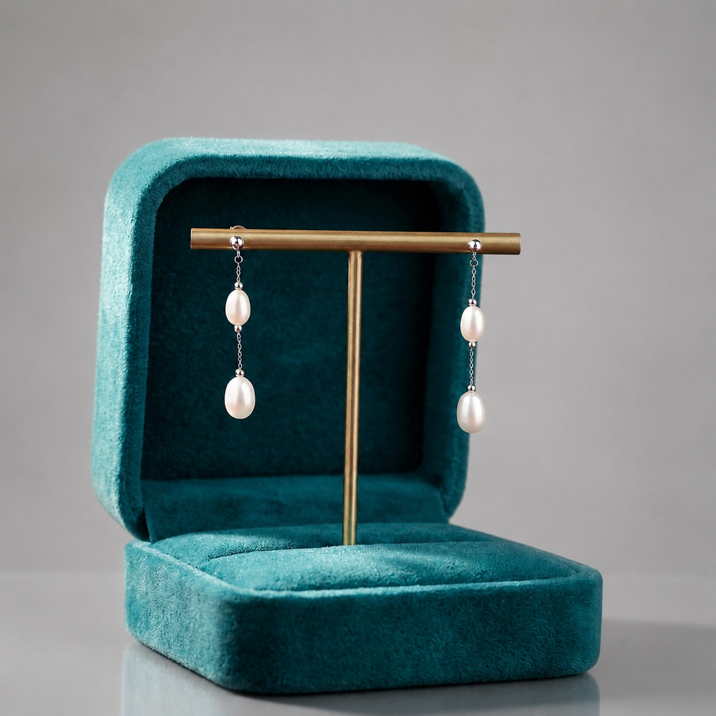 Classic Freshwater Pearl Drop Earrings in Sterling Silver | Elegant Pearl Dangle Earrings for Women