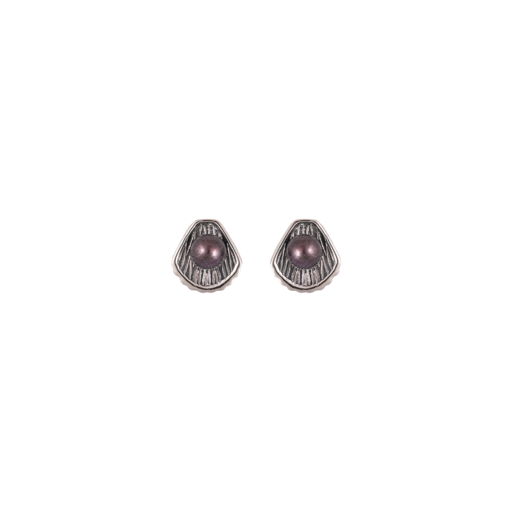 SILVER BLACK PEARL STUDD EARRINGS | Krishna Pearls and Jewellers