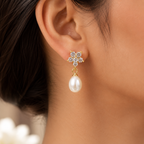 Elegant Silver Pearl Drop Earrings – Yellow Polish
