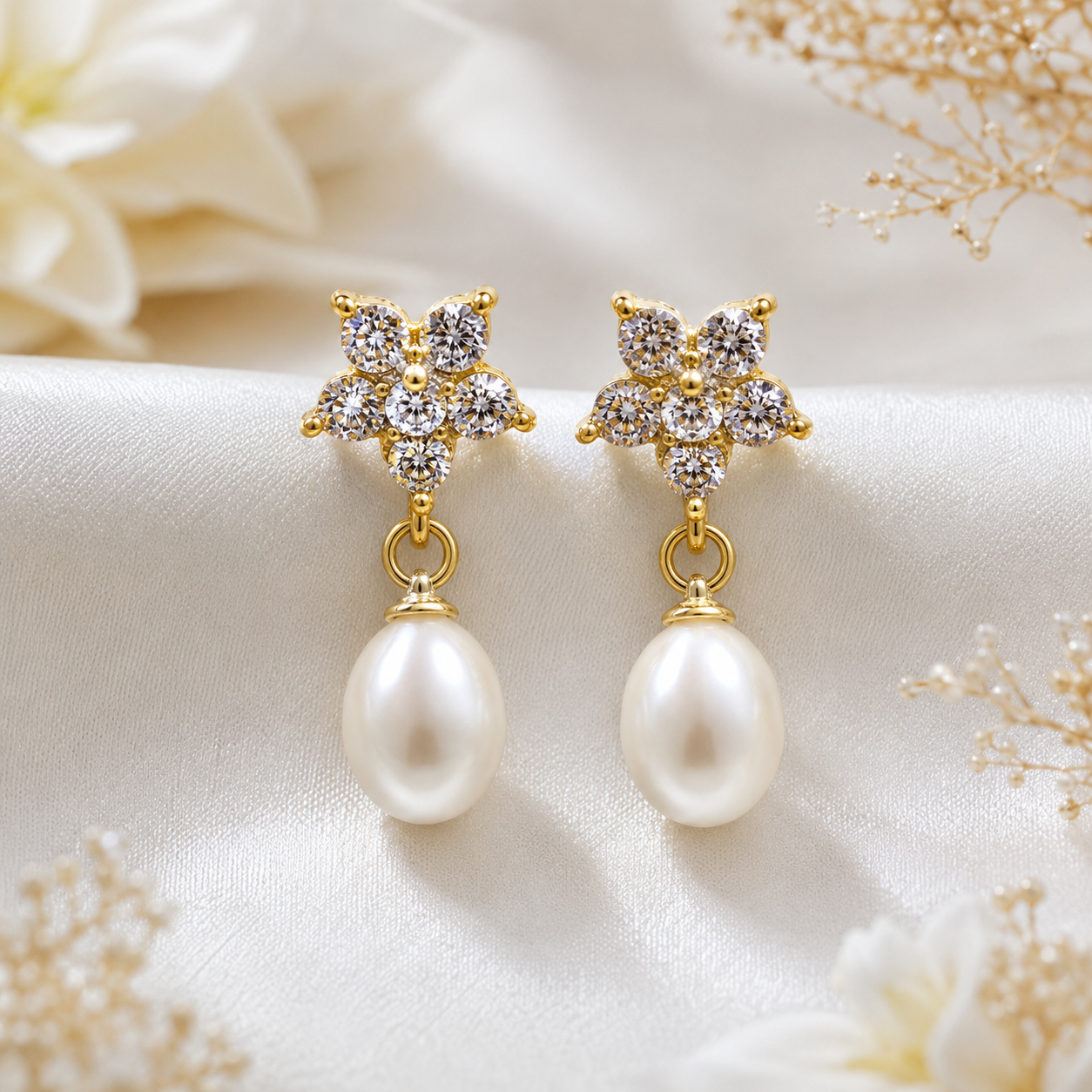 Elegant Silver Pearl Drop Earrings – Yellow Polish