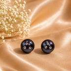 Black Silver Pearl Stud Earrings – Triple Stone Design