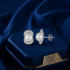 Radiant Embrace Pearl Stud Earrings with CZ | Krishna Pearls and Jewellers