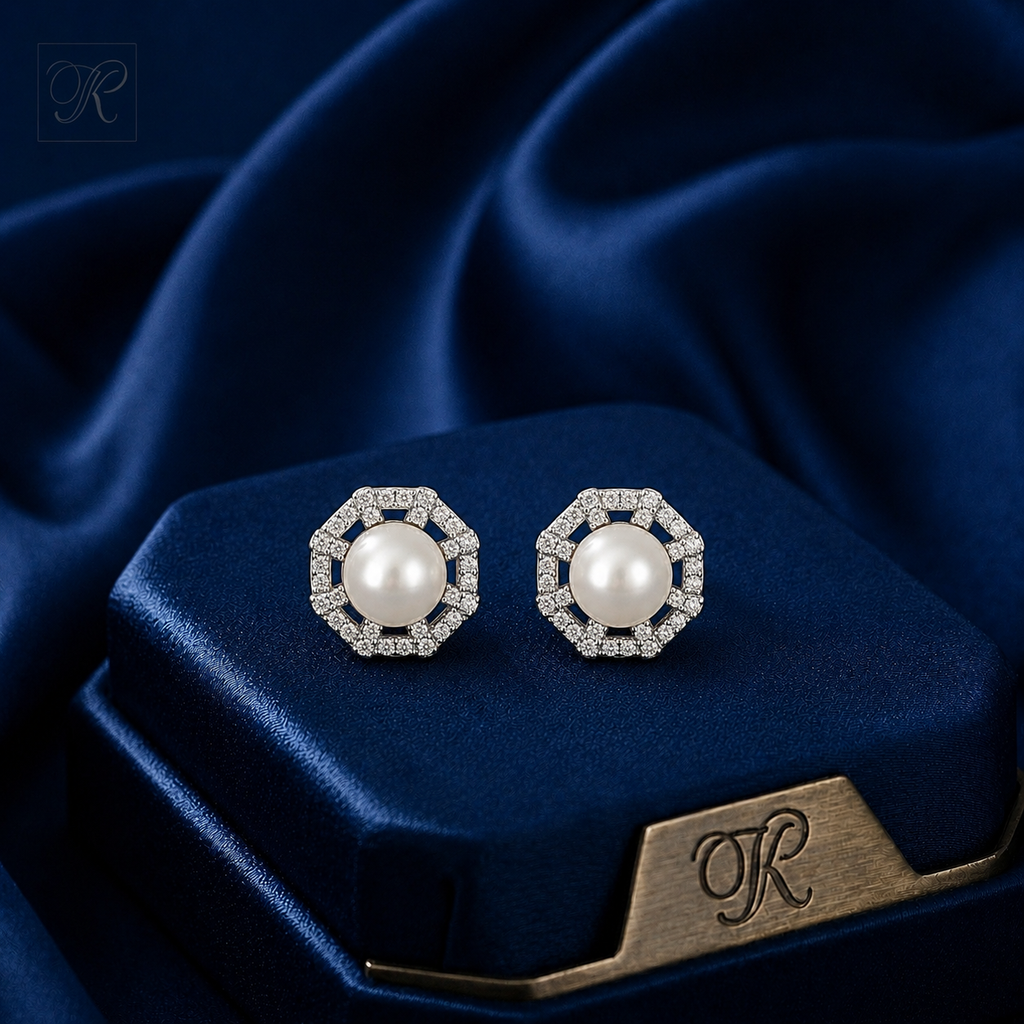 Silver CZ Pearl Tops Freshwater Pearl | Krishna Pearls and Jewellers