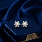 Silver Pearl Stud Earrings with CZ | Krishna Pearls and Jewellers