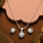 Lunar Grace ROUND Pearl Pendant & Earrings — view 2 — pearl jewellery — Krishna Pearls Hyderabad