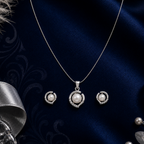 Lunar Grace ROUND Pearl Pendant & Earrings — view 1 — pearl jewellery — Krishna Pearls Hyderabad