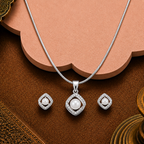Diamond Frame White Pearl Ensemble — view 2 — pearl jewellery — Krishna Pearls Hyderabad