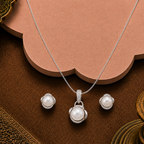 Blooming Elegance Pearl Set – CZ Floral — view 1 — pearl jewellery — Krishna Pearls Hyderabad