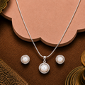 Timeless Halo Pearl Set Freshwater Pearl — view 1 — pearl jewellery — Krishna Pearls Hyderabad
