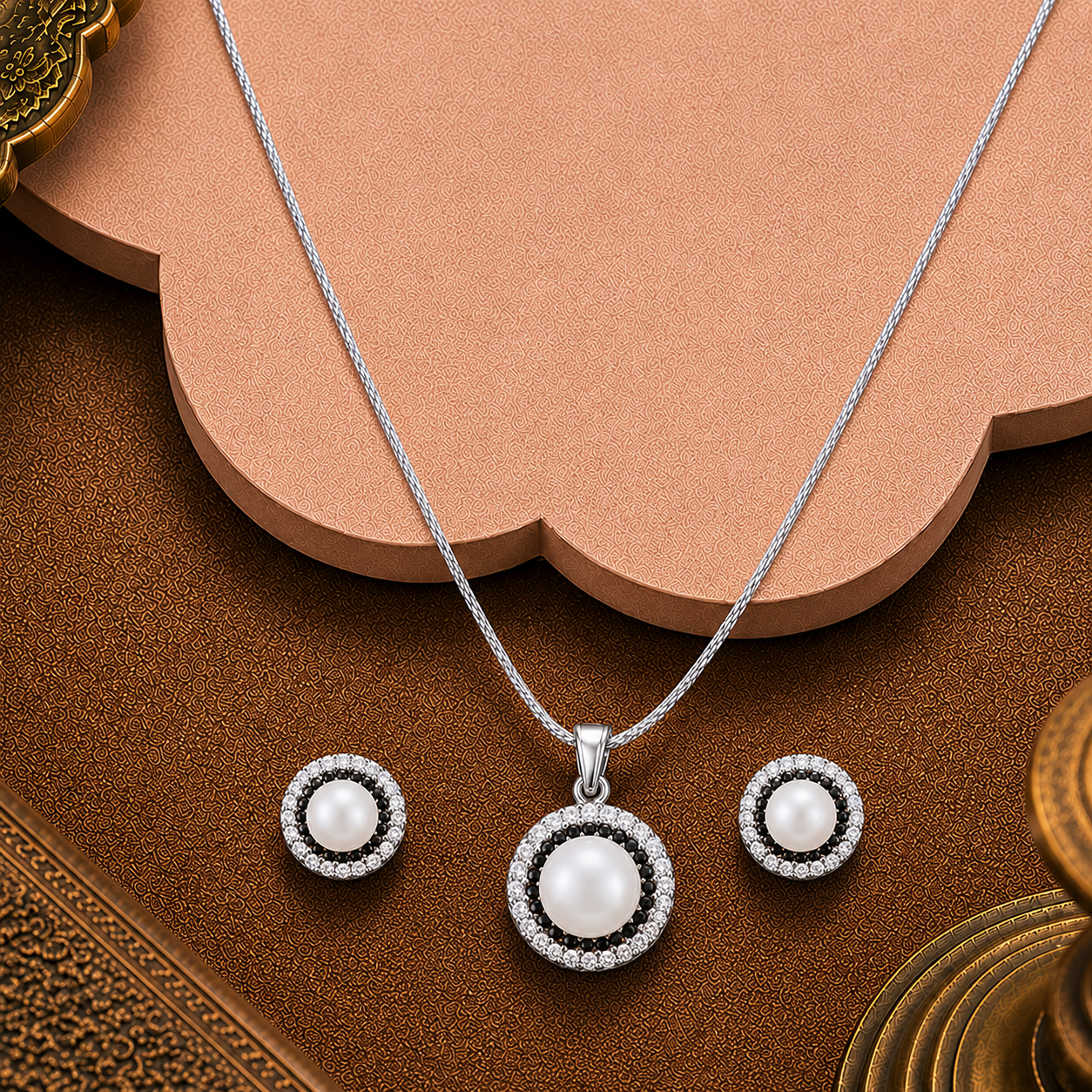 Eternal Grace Pearl Set – ROUND Cream Pearl — view 1 — pearl jewellery — Krishna Pearls Hyderabad