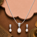 Radiant Drop Pearl Set – CZ Double-Band — view 2 — pearl jewellery — Krishna Pearls Hyderabad