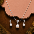 Ivory Grace Teardrop Pearl Set – CZ Paisley — view 2 — pearl jewellery — Krishna Pearls Hyderabad