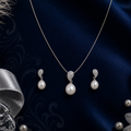 Ivory Grace Teardrop Pearl Set – CZ Paisley — view 1 — pearl jewellery — Krishna Pearls Hyderabad