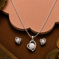 Sparkling Heart Pearl Set – CZ-Studded Love — view 1 — pearl jewellery — Krishna Pearls Hyderabad