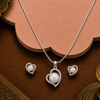 Sparkling Heart Pearl Set – CZ-Studded Love — view 1 — pearl jewellery — Krishna Pearls Hyderabad