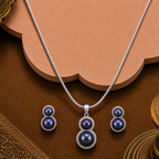 Midnight Cascade Blue Pearl Set – Dual Drop — view 1 — pearl jewellery — Krishna Pearls Hyderabad