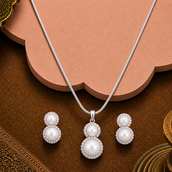 Mocha Glow Pearl Set –BROWN Pearls with CZ | Krishna Pearls and Jewellers